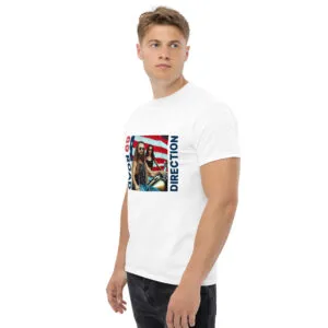 T-shirt classique 69 Road Direction de la collection USA de Beauf Mode, vue de trois quarts gauche