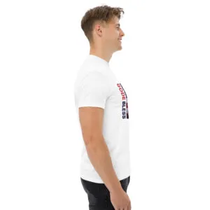 T-shirt classique Gode Bless America de la collection USA de Beauf Mode, vue de profil