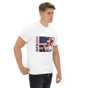 T-shirt classique Gode Bless America de la collection USA de Beauf Mode, vue de trois quarts